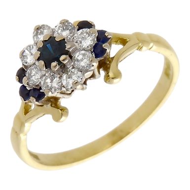 Pre-Owned Vintage 1976 18ct Sapphire & Diamond Cluster Ring