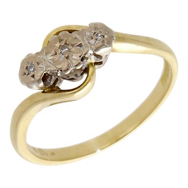 Pre-Owned Vintage 1972 18ct Gold Diamond Trilogy Twist Ring