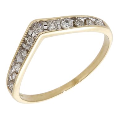 Pre-Owned 9ct Yellow Gold 0.22ct Diamond Half Wishbone Ring