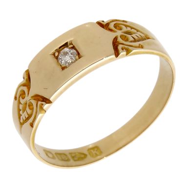 Pre-Owned Vintage Chester 1893 9ct Gold Diamond Set Signet Ring