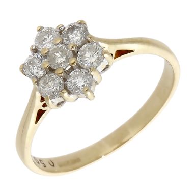 Pre-Owned 9ct Yellow Gold 0.50ct Diamond Cluster Ring