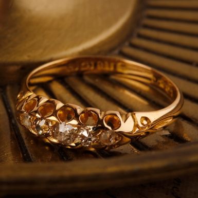 Pre-Owned Vintage 1902 18ct Yellow Gold Old Cut Diamond Dress Ring