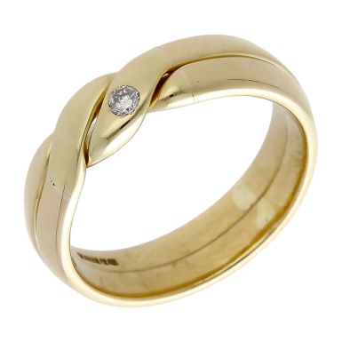 Pre-Owned 9ct Yellow Gold Diamond Set 2 Part Puzzle Ring