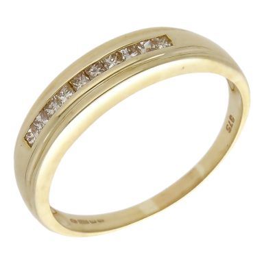 Pre-Owned 9ct Gold Princess Cut Diamond Half Eternity Band Ring