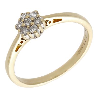 Pre-Owned 9ct Yellow Gold 0.15ct Diamond Cluster Ring
