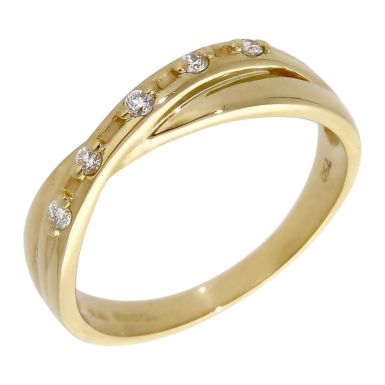Pre-Owned 18ct Yellow Gold Diamond Crossover Wave Ring