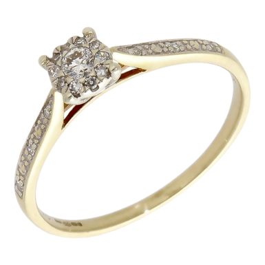 Pre-Owned 9ct Yellow Gold 0.15ct Diamond Cluster Ring