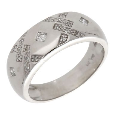 Pre-Owned 9ct White Gold 0.20ct Diamond Fancy Band Ring