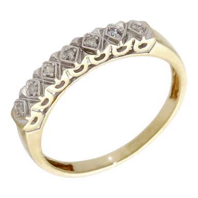 Pre-Owned 9ct Yellow Gold 0.05ct Diamond Half Eternity Ring