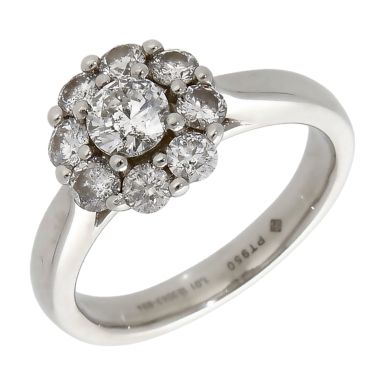Pre-Owned Platinum 1.01ct Diamond Cluster Ring