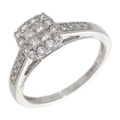 Pre-Owned 9ct White Gold 0.50ct Diamond Cluster Ring