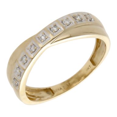 Pre-Owned 9ct Gold 0.12ct Diamond Crossover Wave Ring