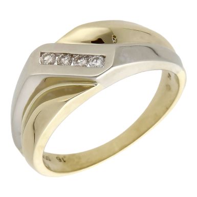 Pre-Owned 9ct Yellow & White Gold 0.16ct Diamond Signet Ring