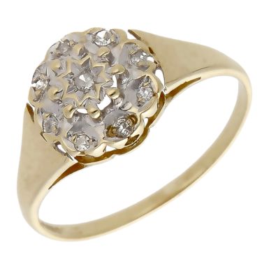 Pre-Owned 9ct Yellow Gold Diamond Cluster Ring