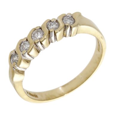 Pre-Owned 9ct Yellow Gold 0.25ct Diamond 5 Stone Eternity Ring