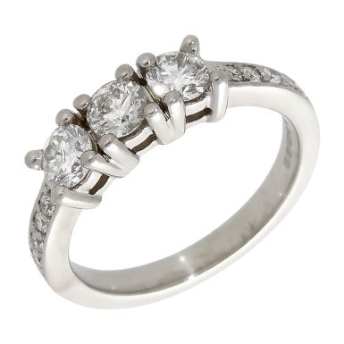Pre-Owned Platinum 0.91ct Diamond Trilogy Ring