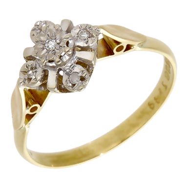 Pre-Owned Vintage 1971 18ct Yellow Gold Diamond Cluster Ring
