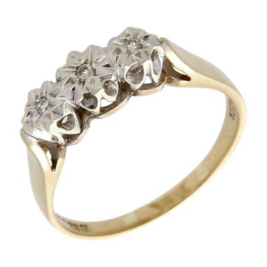 Pre-Owned Vintage 1979 9ct Yellow Gold Diamond Trilogy Ring