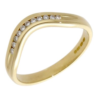 Pre-Owned 18ct Gold Diamond U-Shaped Wave Wishbone Ring
