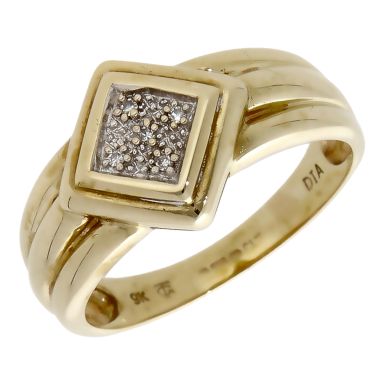 Pre-Owned 9ct Yellow Gold Square Diamond Cluster Ring