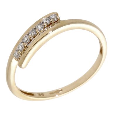 Pre-Owned 9ct Yellow Gold Diamond Set Crossover Twist Ring