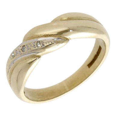 Pre-Owned 9ct Yellow Gold Diamond Set Twist Ring