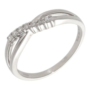 Pre-Owned 9ct White Gold Diamond Set Crossover Wave Ring
