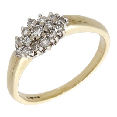 Pre-Owned 9ct Yellow Gold Diamond Cluster Ring