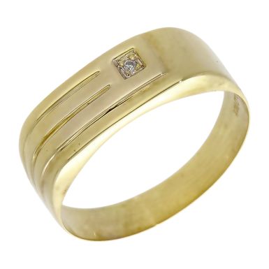 Pre-Owned 9ct Yellow Gold Diamond Set Signet Ring