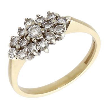 Pre-Owned 9ct Yellow Gold Diamond Cluster Ring
