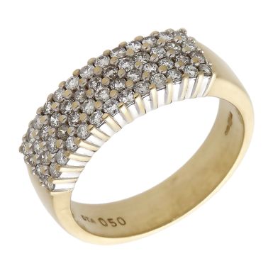 Pre-Owned 9ct Yellow Gold 0.50ct 4 Row Diamond Band Ring