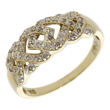 Pre-Owned 9ct Yellow Gold Diamond Set Celtic Style Dess Ring
