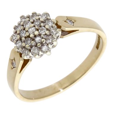 Pre-Owned 9ct Yellow Gold 0.25ct Diamond Cluster Ring