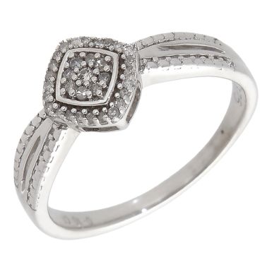 Pre-Owned 9ct White Gold 0.10ct Diamond Cluster Ring