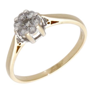 Pre-Owned 9ct Yellow Gold 0.25ct Diamond Cluster Ring