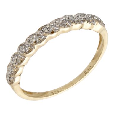 Pre-Owned 9ct Yellow Gold Diamond Set Dress Ring