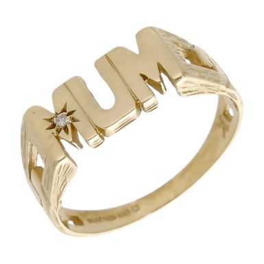 Pre-Owned 9ct Yellow Gold Diamond Set Mum Ring