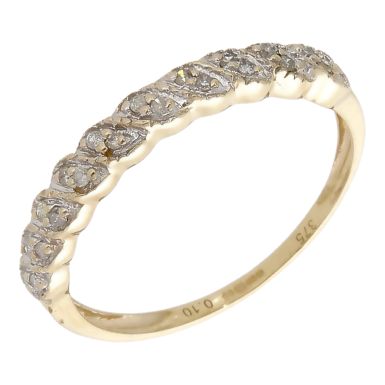 Pre-Owned 9ct Yellow Gold Diamond Set Dress Ring