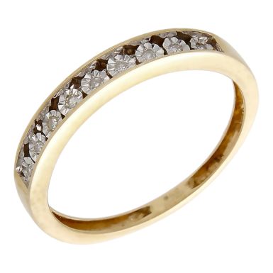 Pre-Owned 9ct Gold Illusion Set Diamond Half Eternity Ring