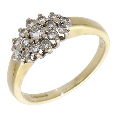 Pre-Owned 9ct Yellow Gold 0.35ct Diamond Cluster Ring