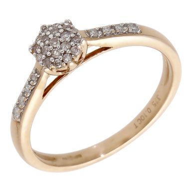 Pre-Owned 9ct Rose Gold 0.10ct Diamond Cluster Ring