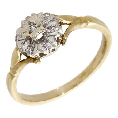 Pre-Owned 9ct Yellow Gold Illusion Set Diamond Cluster Ring