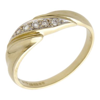 Pre-Owned Vintage 1986 9ct Yellow Gold Diamond Twist Ring