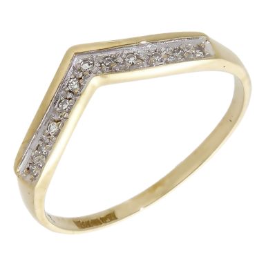 Pre-Owned 9ct Yellow Gold Diamond Set Half Wishbone Ring