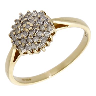 Pre-Owned 9ct Yellow Gold Diamond Cluster Ring