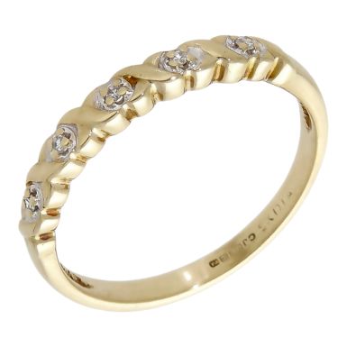 Pre-Owned 9ct Yellow Gold Diamond Set Kiss Ring