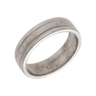 Pre-Owned 9ct White Gold Ridged Wedding Band Ring
