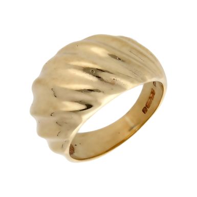 Pre-Owned 9ct Yellow Gold Domed Wave Dress Ring