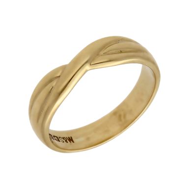 Pre-Owned 9ct Yellow Gold Crossover Wave Dress Ring