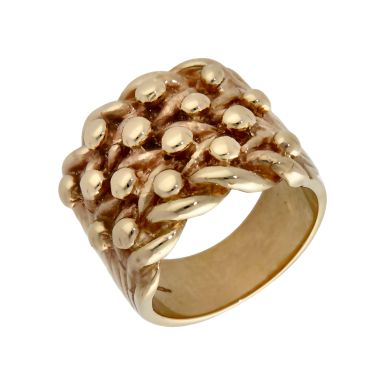 Pre-Owned 9ct Yellow Gold Heavy 4 Row Keeper Ring